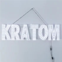 LED Sign: Kratom PCB Sign (30x9 Inch with Switch) (White) | Sign Yeti